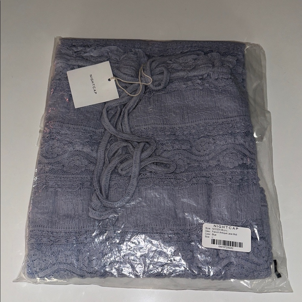 Nightcap Free People “French Antique” lavender blue lace midi boho dress S M L - Picture 7 of 7